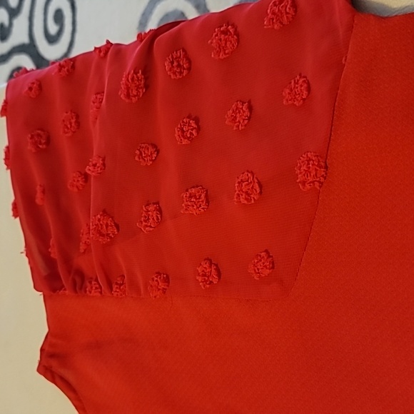 GiGiO plus XL womens red blouse shear large flutter sleeve back keyhole - Picture 11 of 13